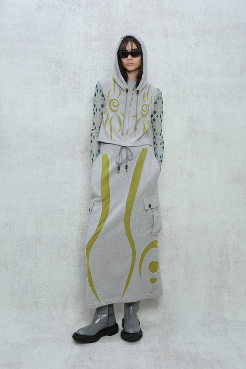 UNALOME LONG SKIRT -GRAY×GREEN-